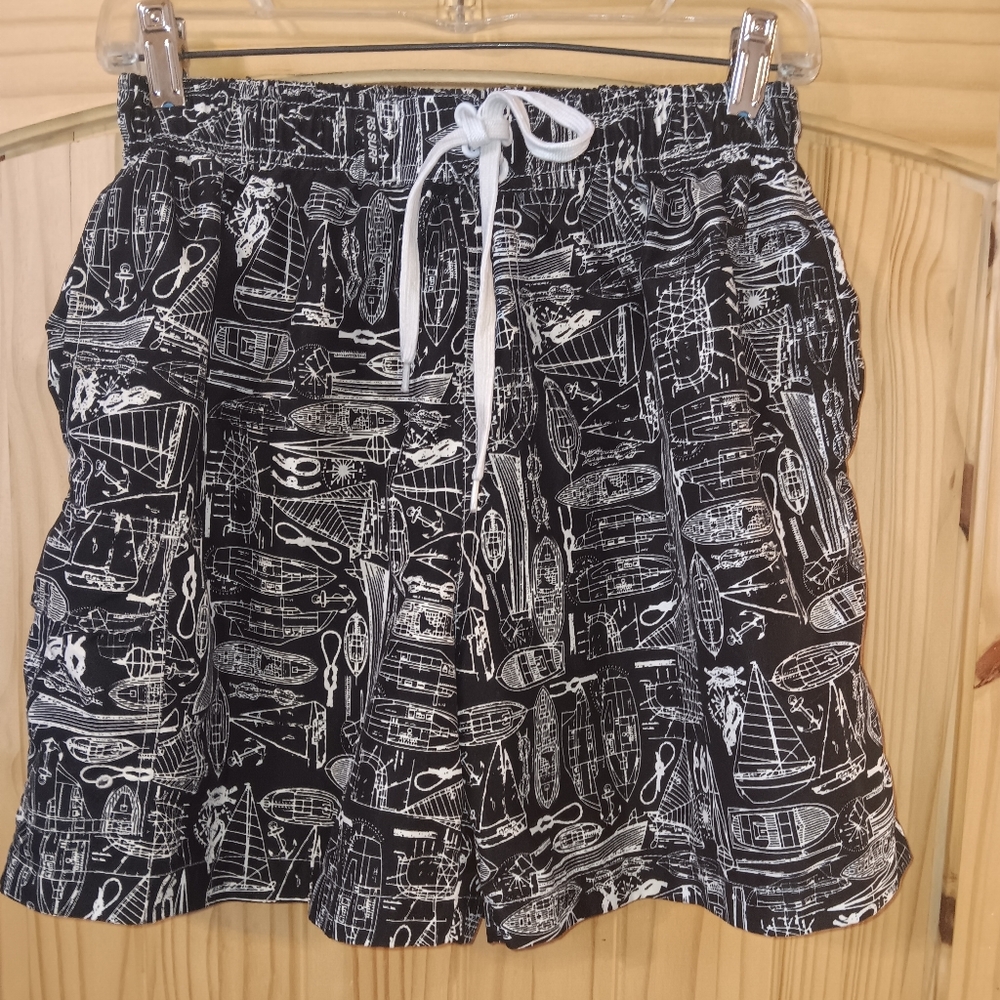 RS Surf Black and White Nautical Print Shorts Men's S